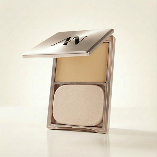 Application de la poudre avec pinceau à maquillage