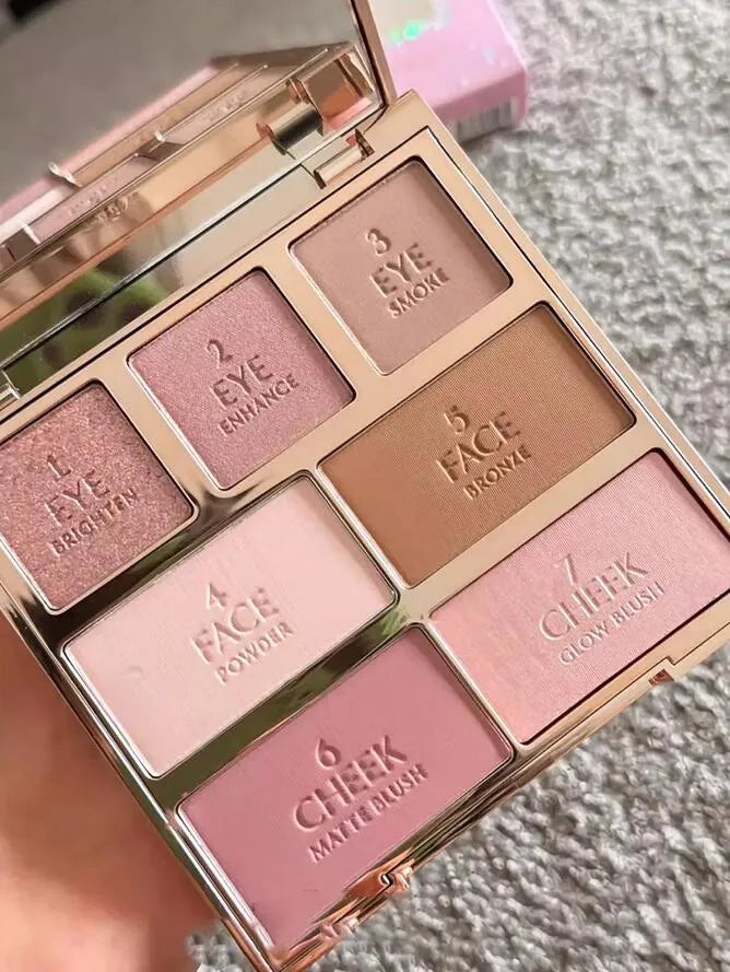 Close-up view of powder texture and pigmentation in compact palette