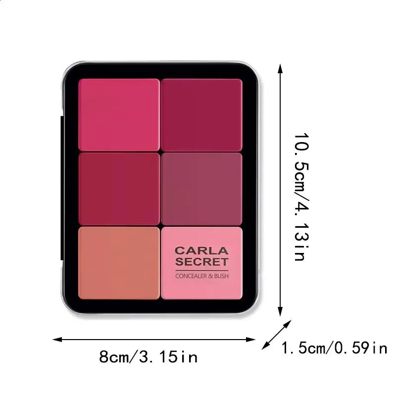 Close-up view of matte and highlighting makeup shades in the palette