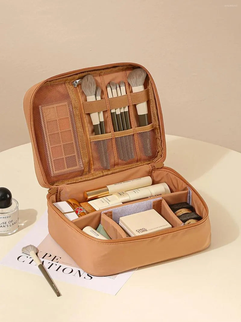 Interior view of the makeup bag showing single-layer organization