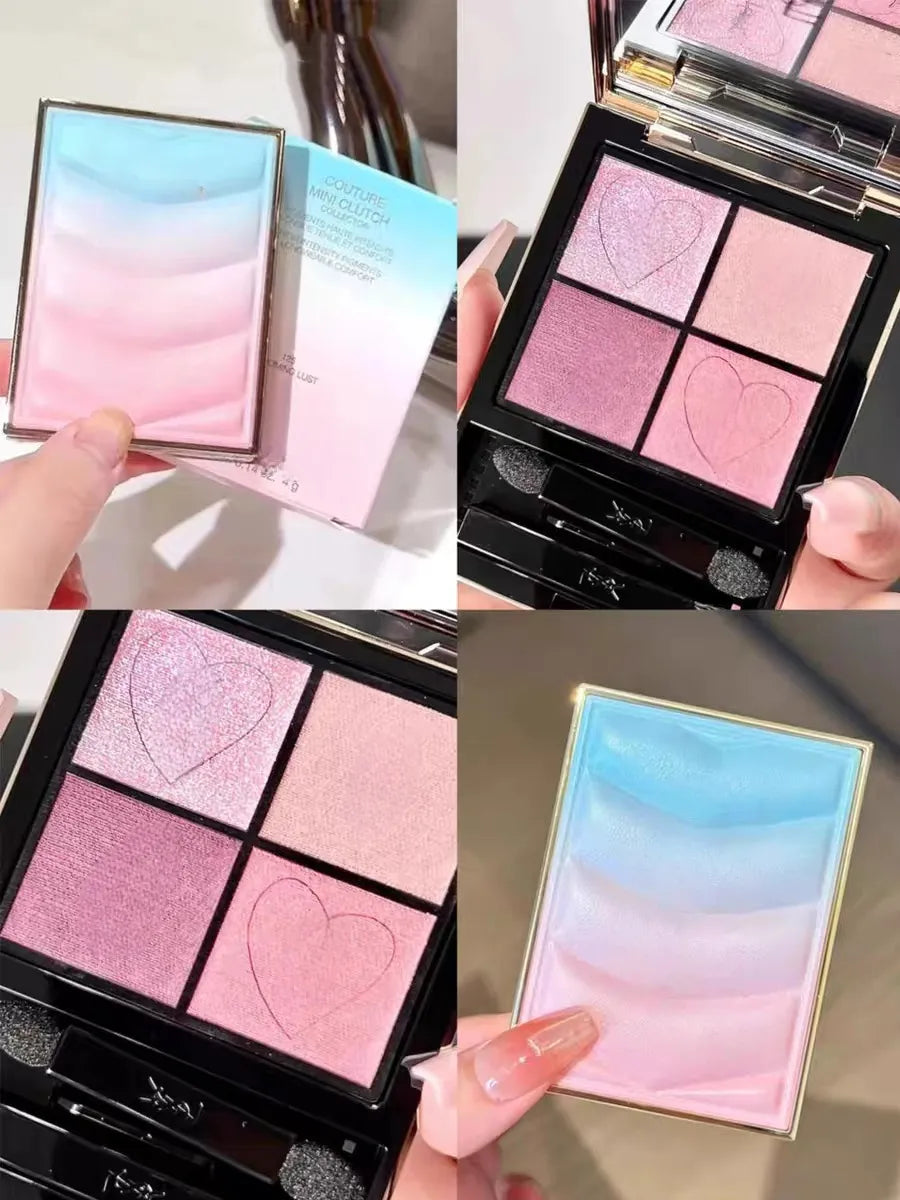 Mini clutch makeup palette with four matte eyeshadow colors in a gradient layout