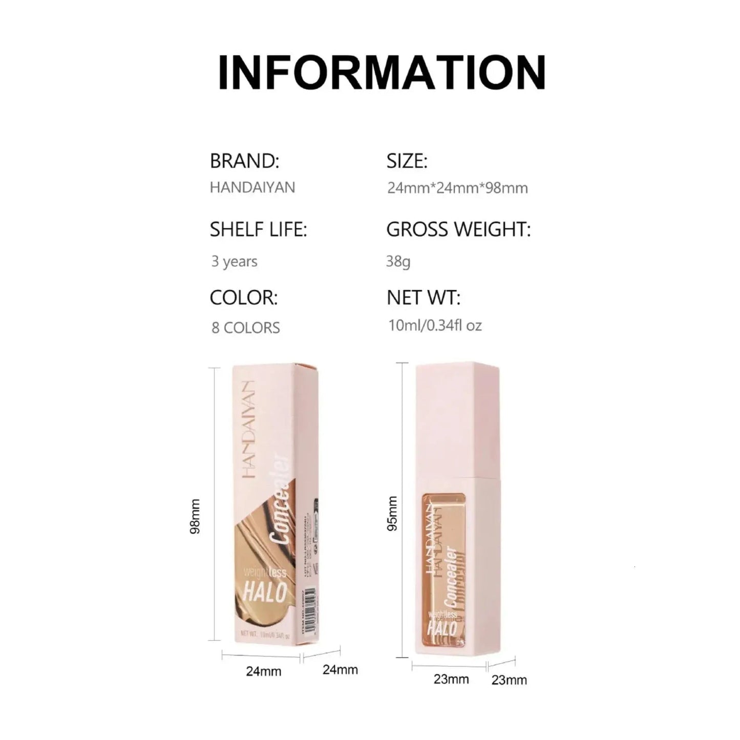 Swatches of concealer shades on skin showing color range
