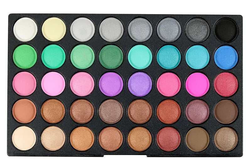 Close-up view of matte and shimmer eyeshadow textures in the palette