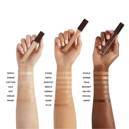 Swatches of concealer shades arranged in a row