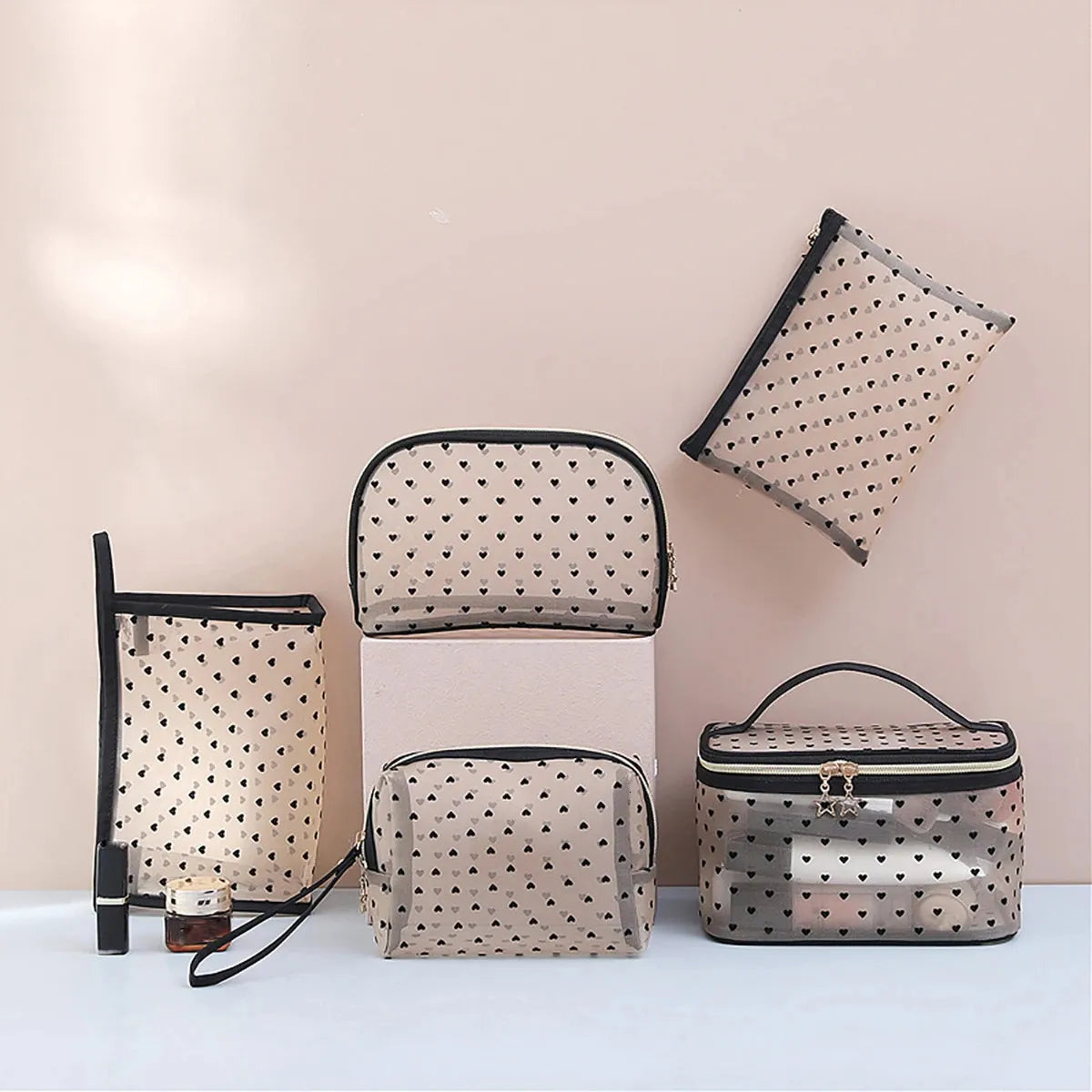 Close-up view of mesh bag with zipper closure