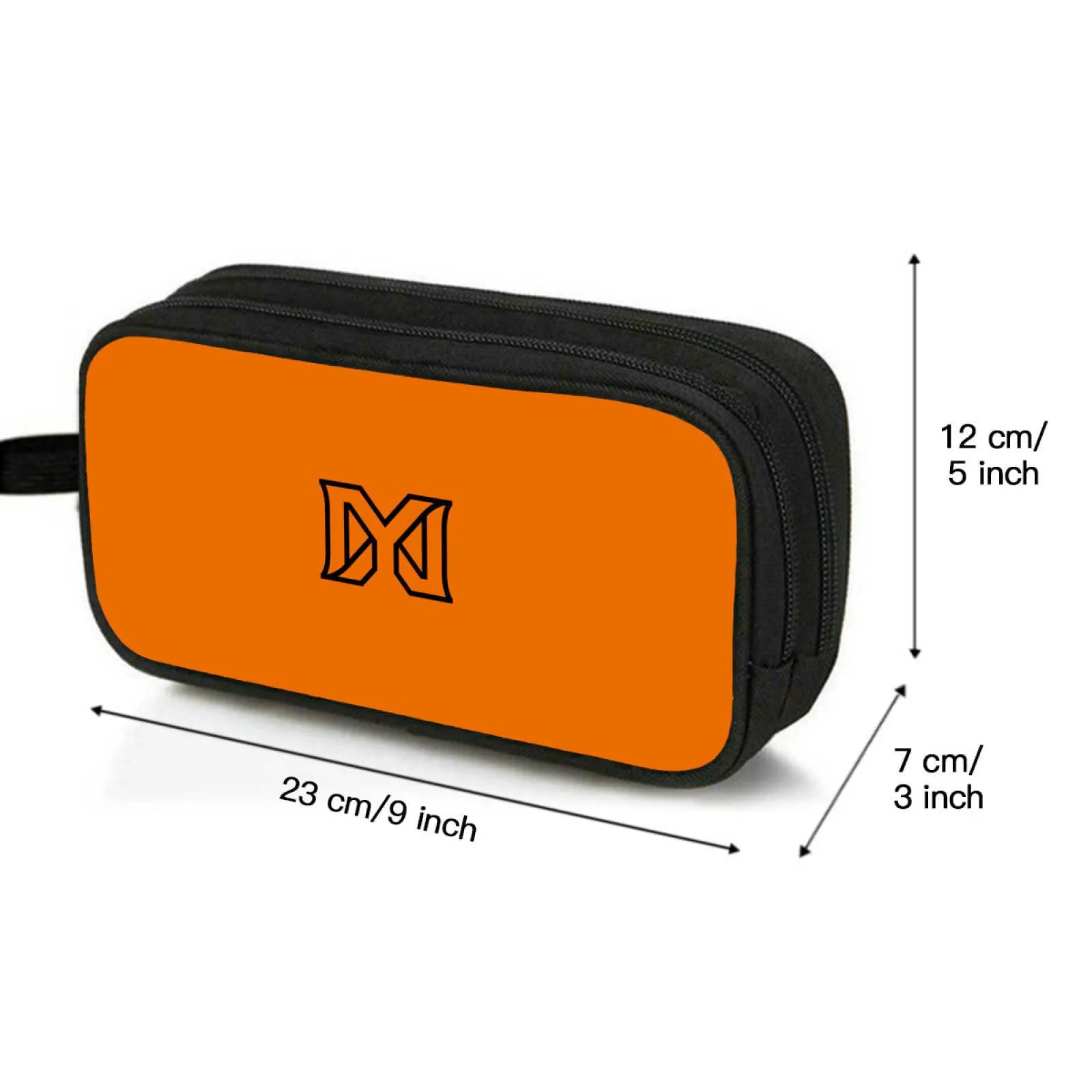 Solid color cosmetic and pencil bag with zipper closure