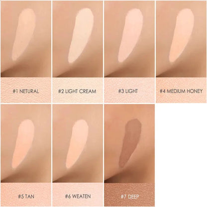 Close-up view of concealer being applied to skin with makeup brush