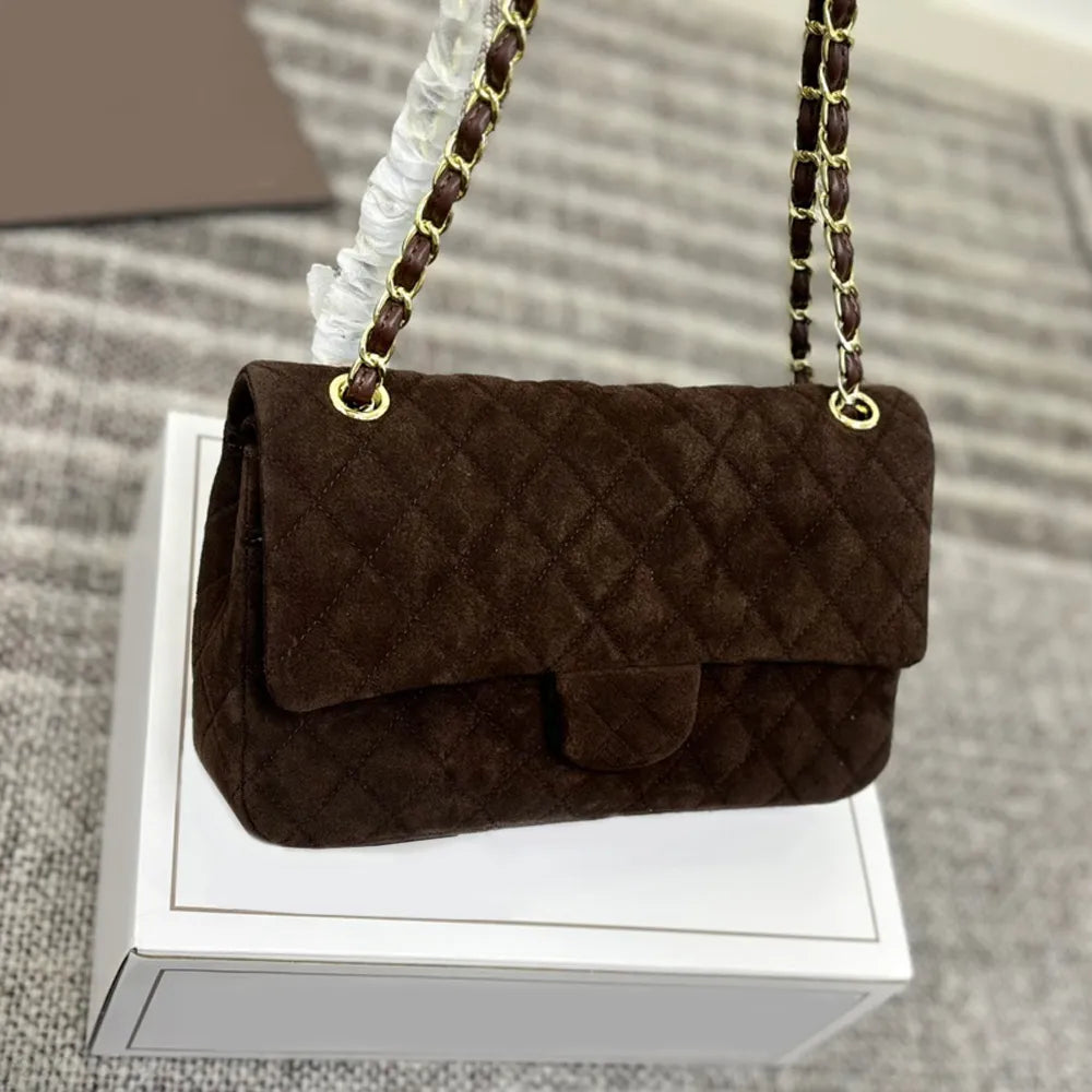 Front view of genuine leather shoulder bag showing main compartment