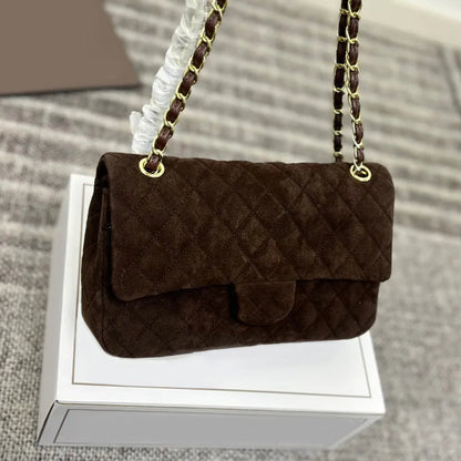 Front view of genuine leather shoulder bag showing main compartment