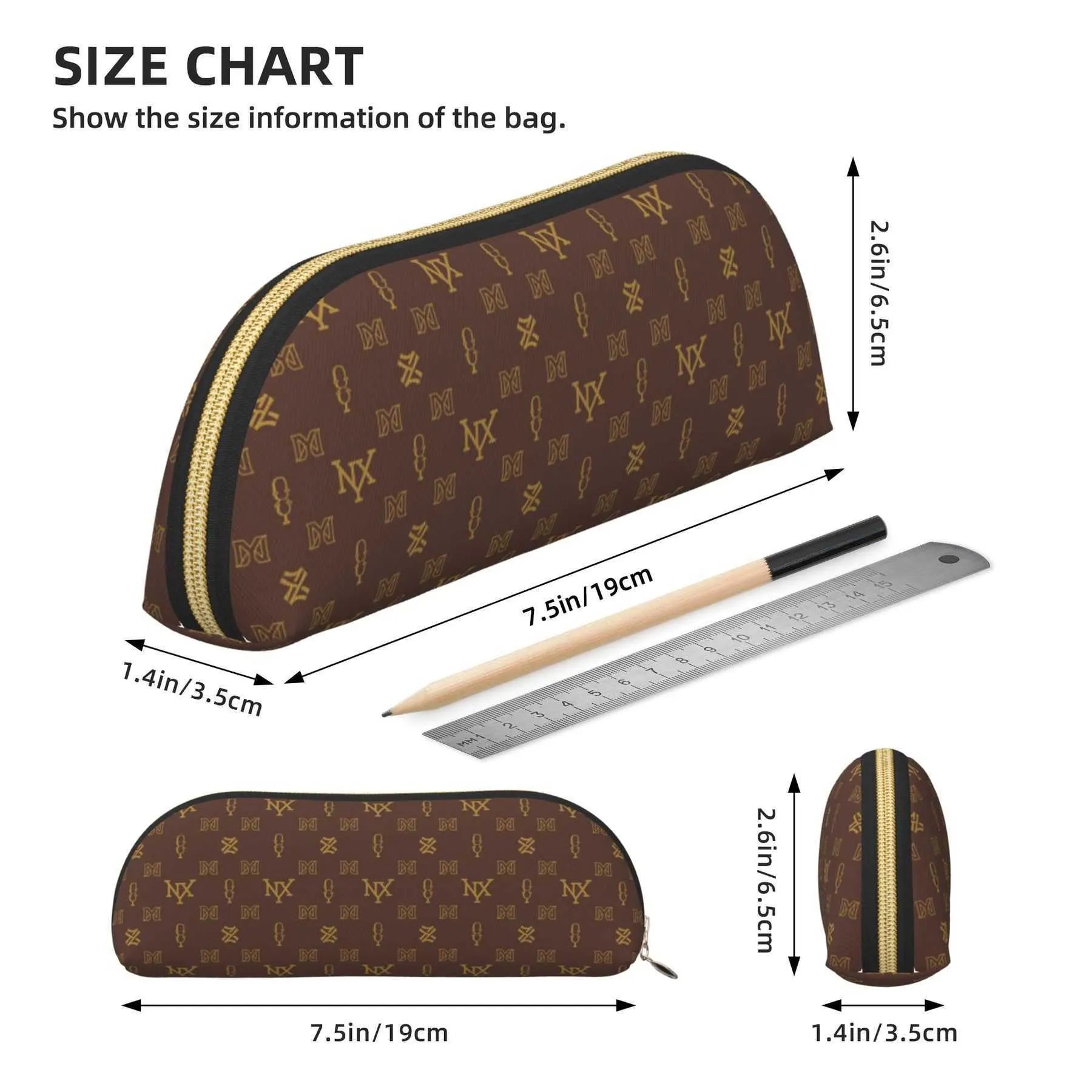 Front view of a mini cosmetic bag with zipper closure