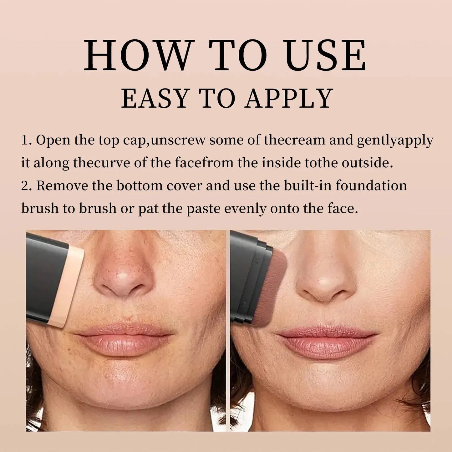 Dual-purpose concealer and foundation stick applied to hand demonstrating coverage