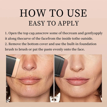 Dual-purpose concealer and foundation stick applied to hand demonstrating coverage