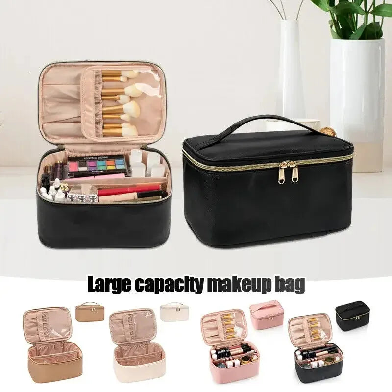 Waterproof toiletry bag with large interior space for cosmetics