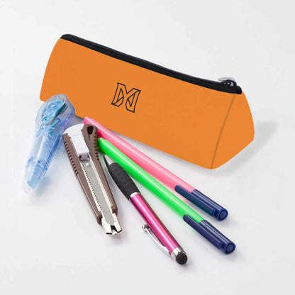 Open triangle case showing interior compartment for stationery