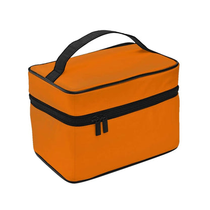 Open interior showing compartments of the cosmetic bag