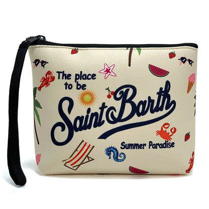 Side view showing compact dimensions of the clutch bag