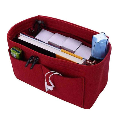 Felt cosmetic organizer insert shown in beige color