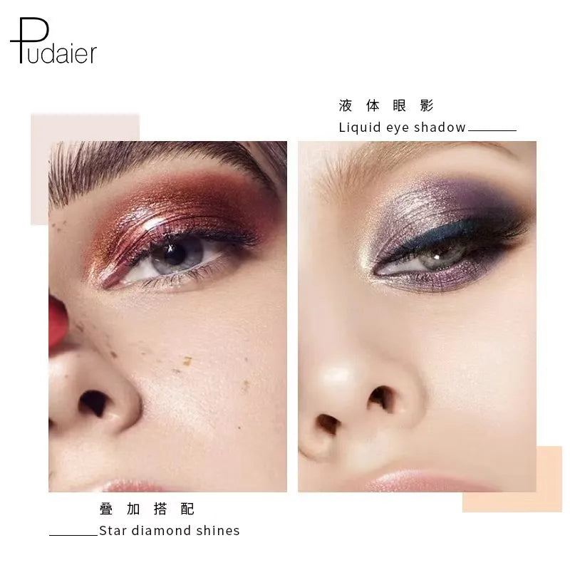 Swatch display of all 12 shimmer eyeshadow colors on skin
