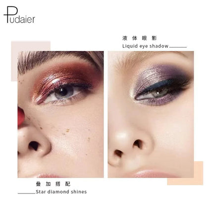 Swatch display of all 12 shimmer eyeshadow colors on skin