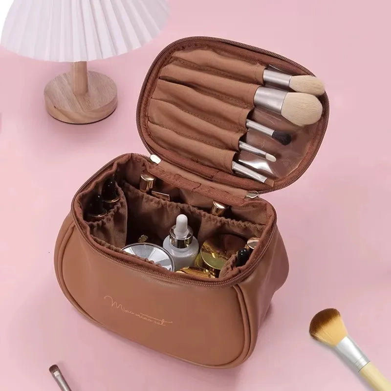 Side profile of the portable makeup case in a neutral color option
