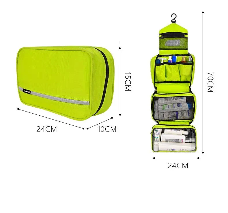 Interior view showing organized compartments of the travel cosmetic case