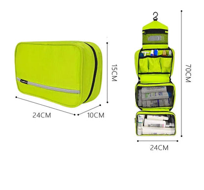 Interior view showing organized compartments of the travel cosmetic case
