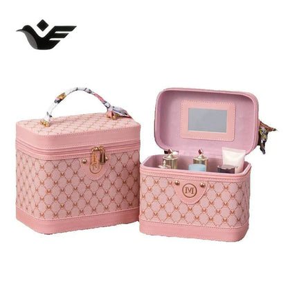 Portable handheld case for makeup and personal item storage