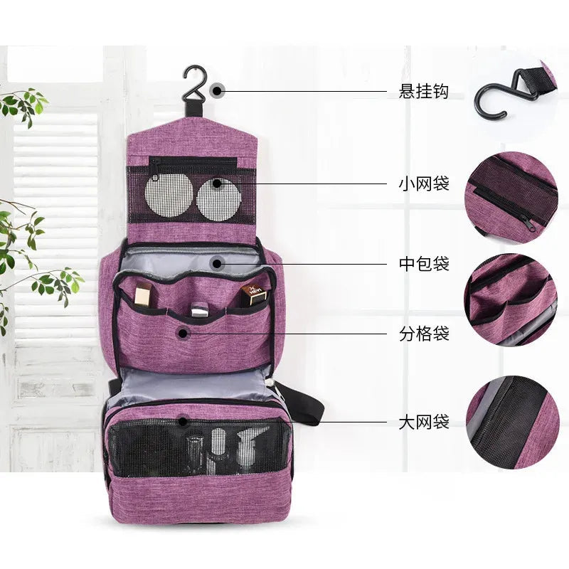 Open folding cosmetic organizer showing interior compartments and organization features