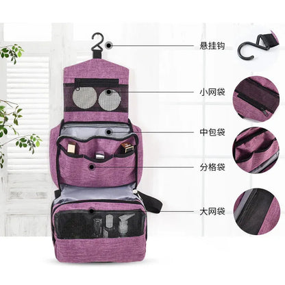 Open folding cosmetic organizer showing interior compartments and organization features