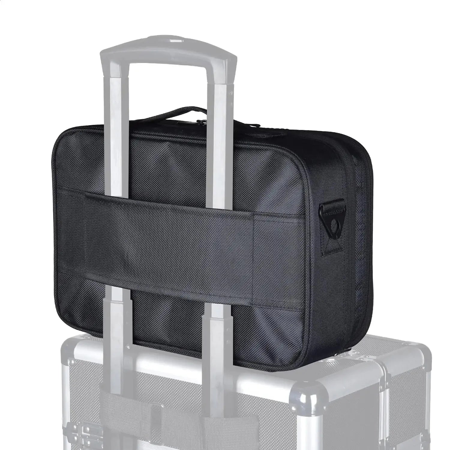 Close-up of the adjustable dividers inside the travel organizer