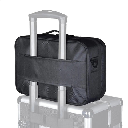 Close-up of the adjustable dividers inside the travel organizer