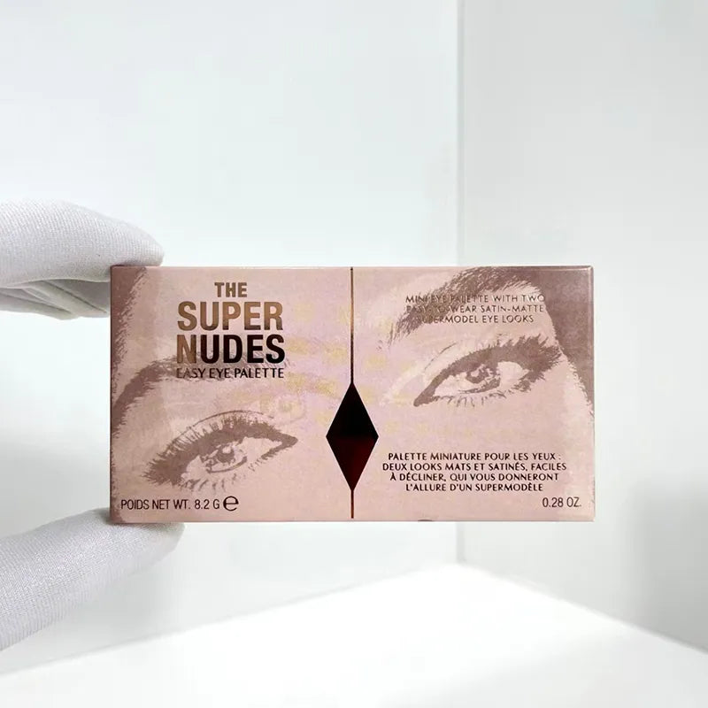 Close-up view of eyeshadow palette showing color variety