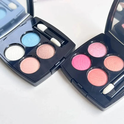 Compact eyeshadow palette showing neutral and vibrant tones