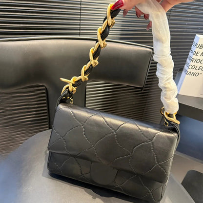 Front view of black genuine leather crossbody shoulder bag