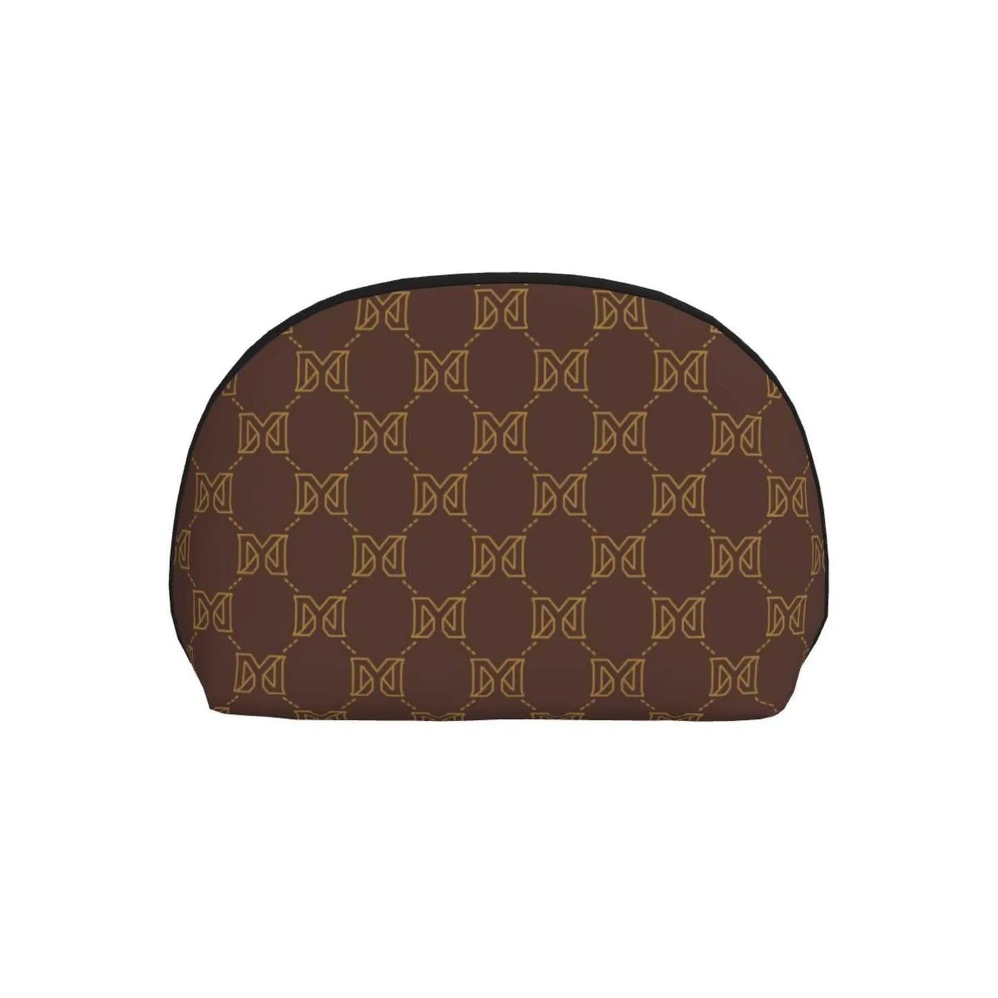 Front view of vintage-inspired cosmetic bag with zipper closure