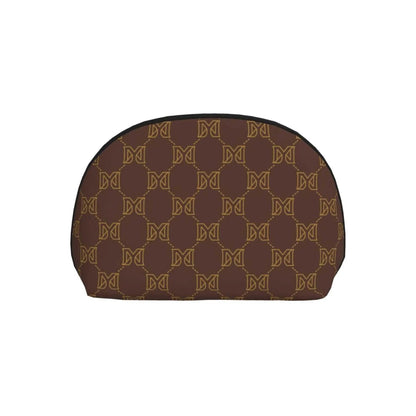 Front view of vintage-inspired cosmetic bag with zipper closure