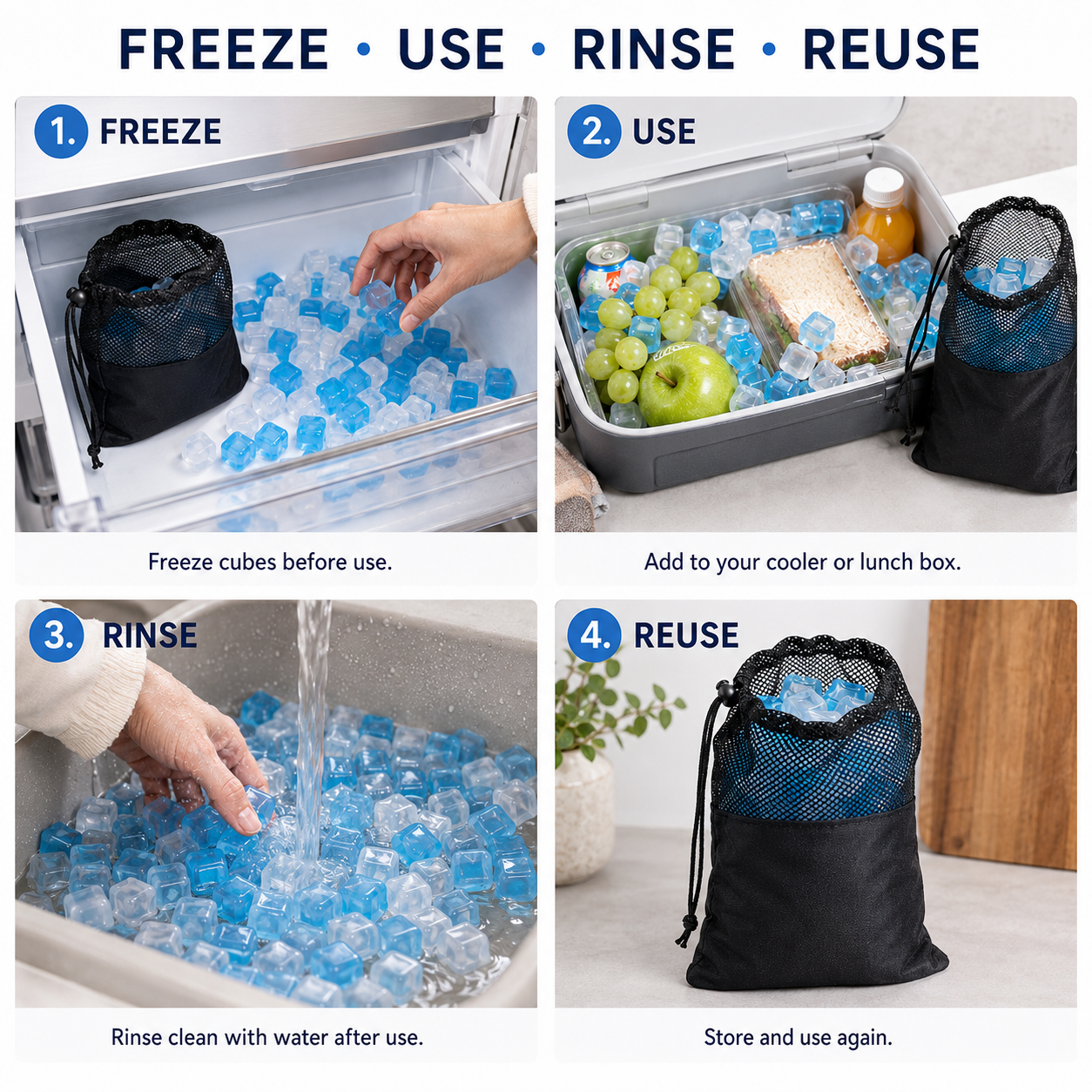 Reusable Cooling Cubes, 12 lb, 360 Pieces, Cooler Ice Alternative