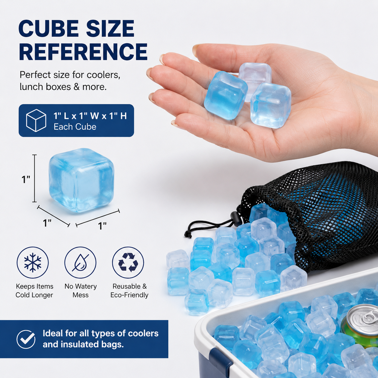 Reusable Cooling Cubes, 12 lb, 360 Pieces, Cooler Ice Alternative