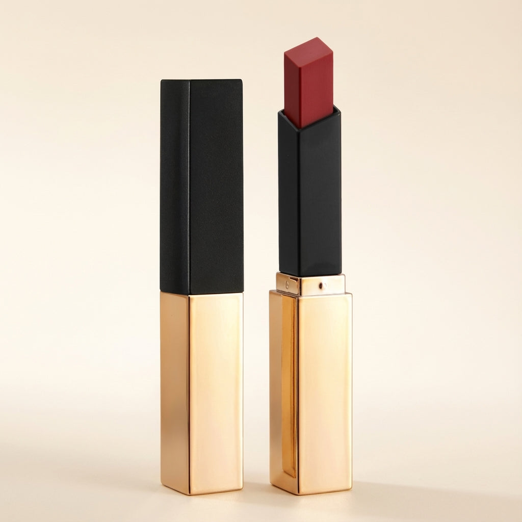 Rouge à lèvres Aube Nacre Slim Lip Color dans son tube doré fin