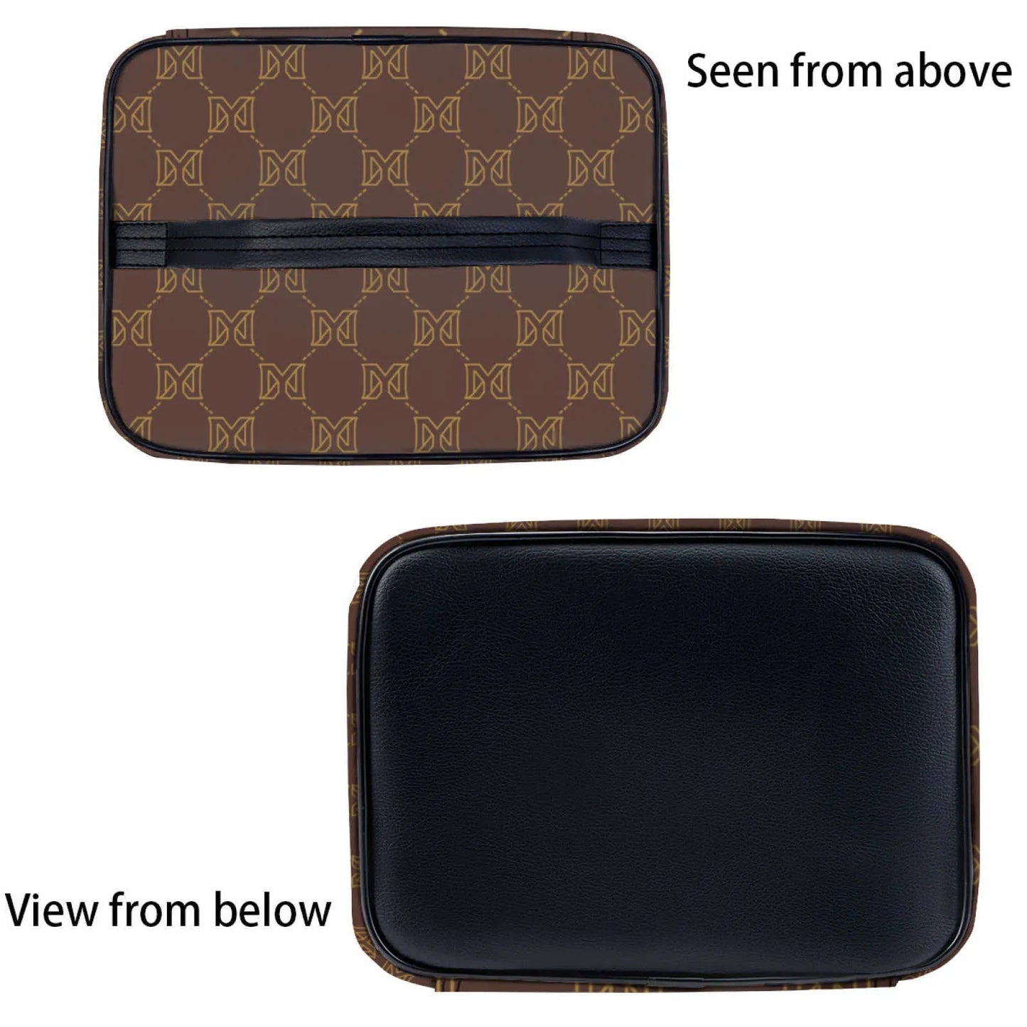 Quilted cosmetic travel organizer bag with zipper closure in neutral brown color