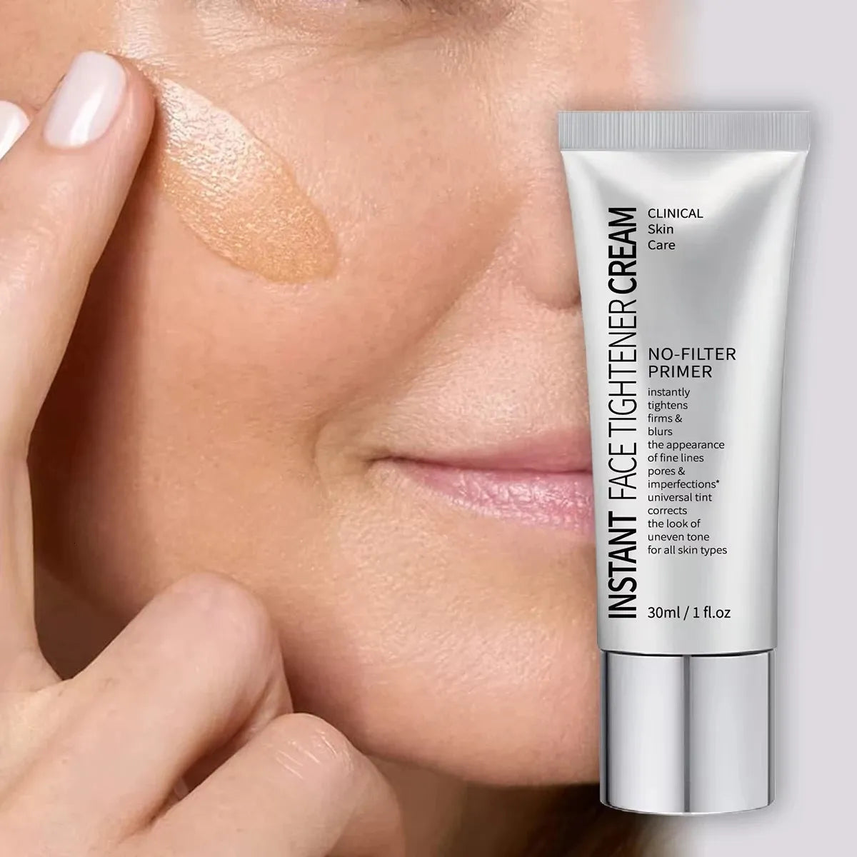 Close-up view showing the smooth texture of the skin tone corrector product