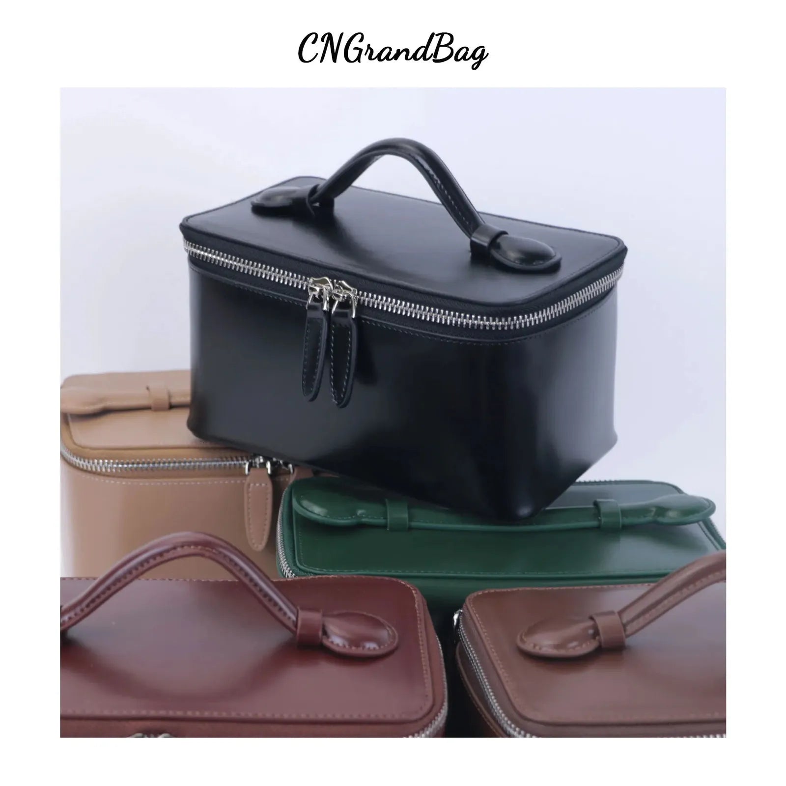 Side profile of makeup bag demonstrating waterproof construction and material texture