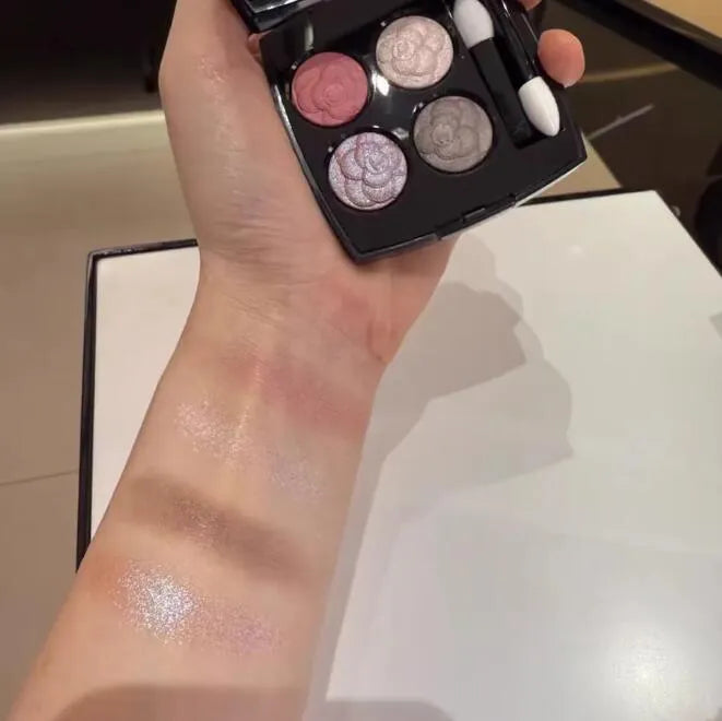 Close-up view of eyeshadow palette with compact design
