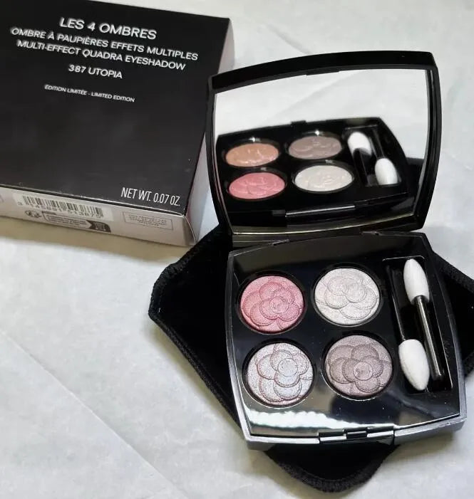 Four-shade eyeshadow palette showing matte and shimmer finishes