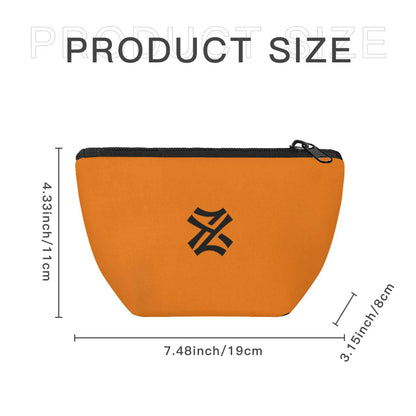 Front view of solid color cosmetic bag with zipper closure