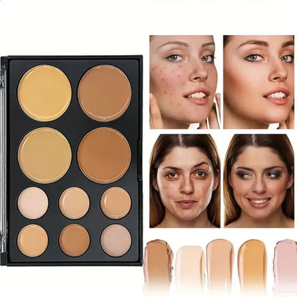 Makeup brush applying concealer from palette to demonstrate texture and coverage