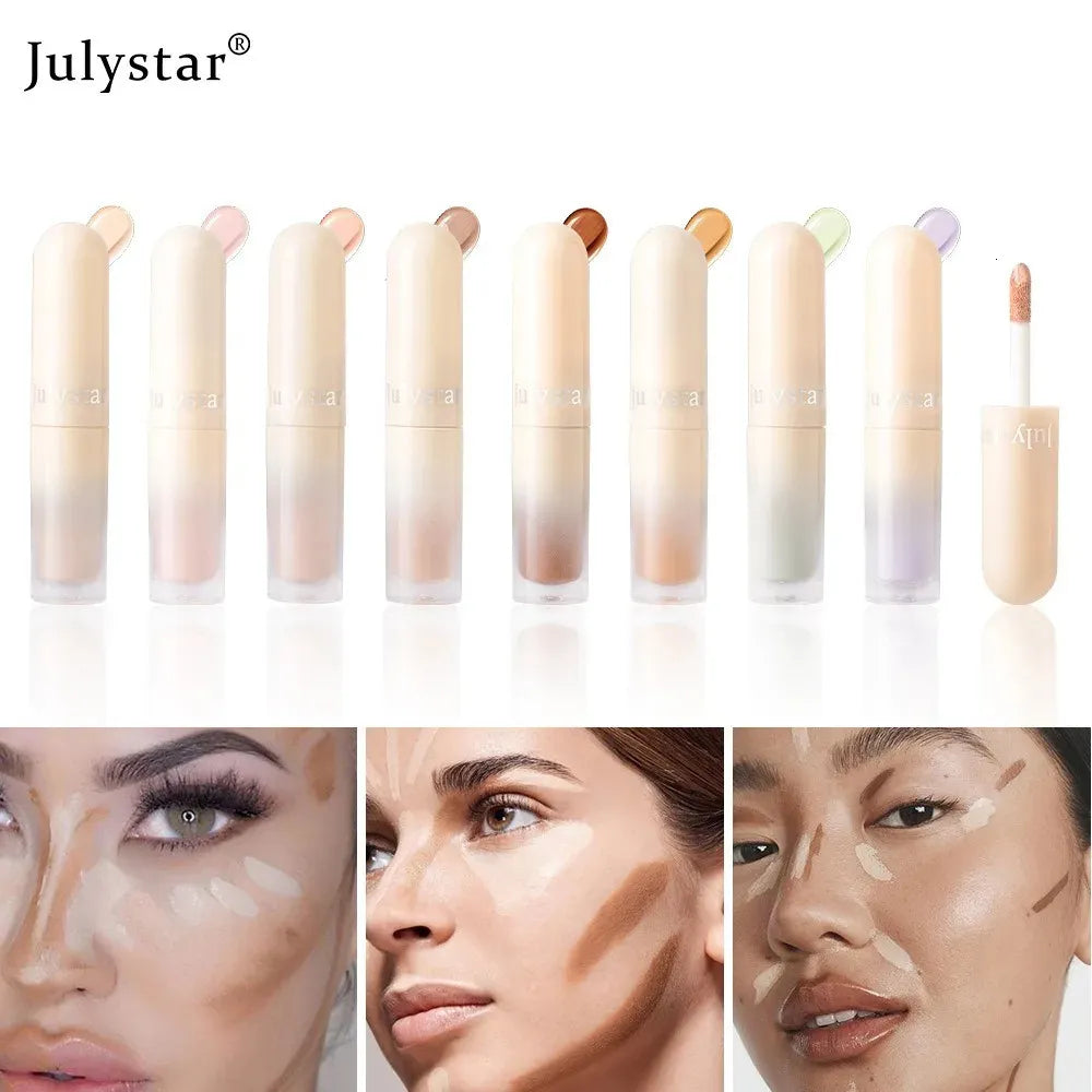 Close-up of concealer being applied to skin with fingertip