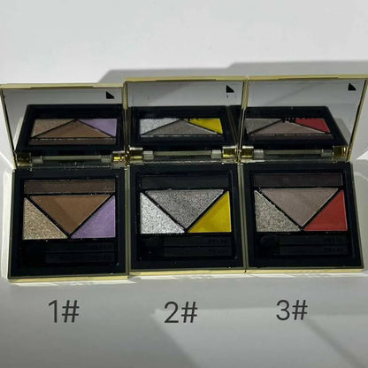 Close-up view of eyeshadow powder texture in compact palette