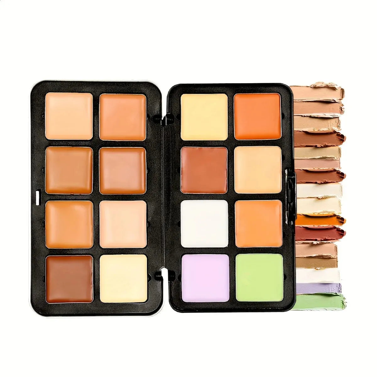 Close-up view of matte finish concealer shades in neutral brown tones