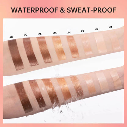 Close-up of liquid highlighter texture on skin surface